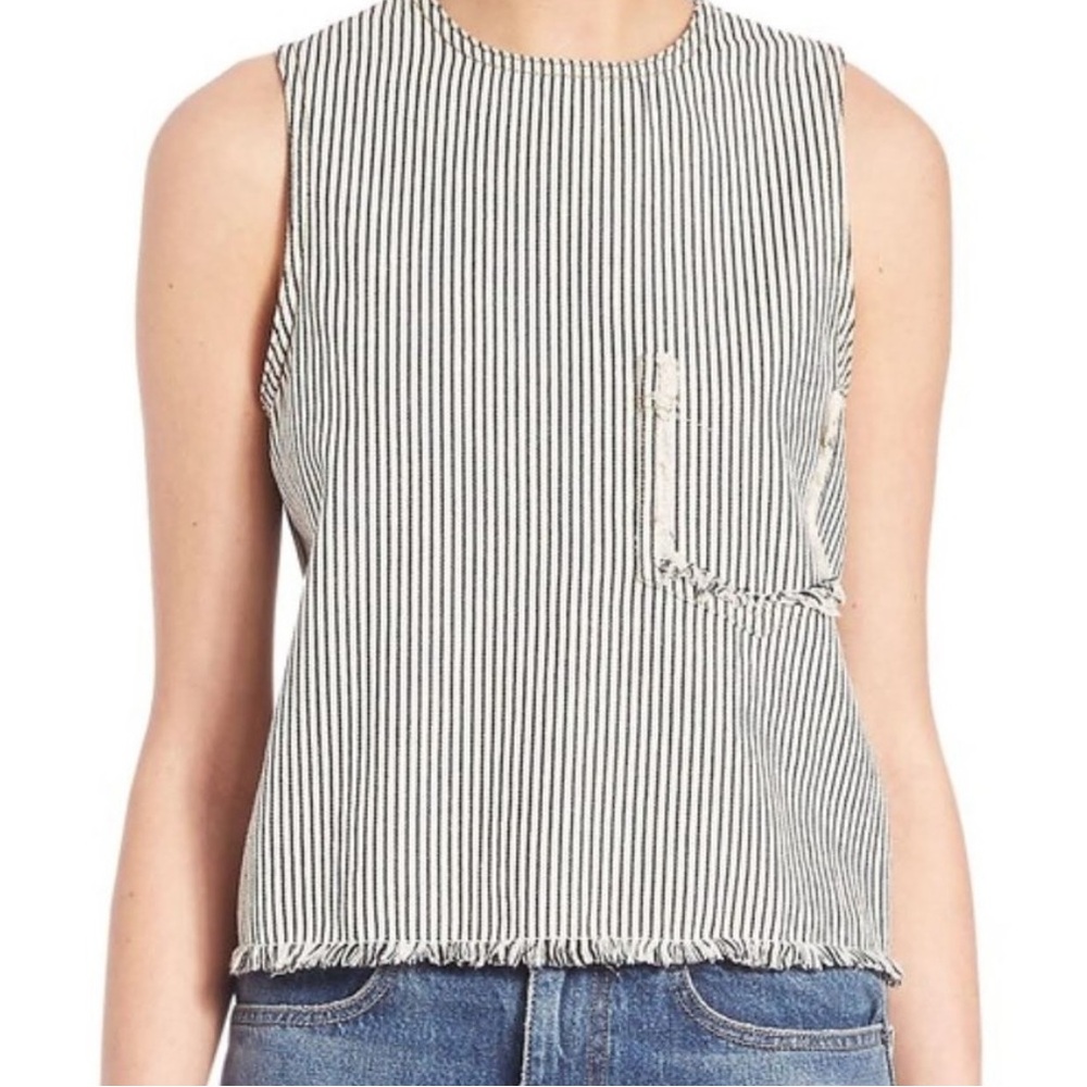 Alexander Wang Striped Sleeveless Top - Black and White